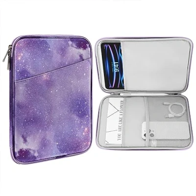 Bild av MoKo 9 11 Inch Tablet Sleeve Case, Fits iPad air 5/4 10.9&quot; 2022, Pro M2 2022 2018, 10th 10.9 Galaxy Tab S8/A8/A7 Protective Bag Carrying Case with Pocket, Purple Starry Sky