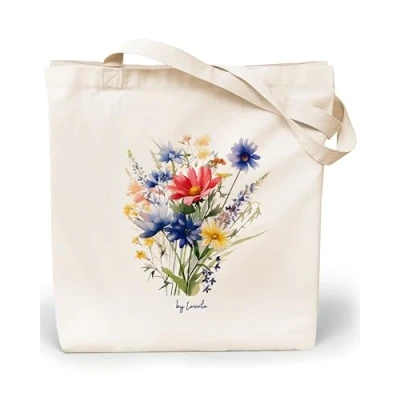 Bild av Loxato tygväska med tryck bomullsväska 100% W35 x H42 D8 cm bärväska canvas 220 g/m2 juteväska shoppingväska långt handtag 70cm shoppingväska, L