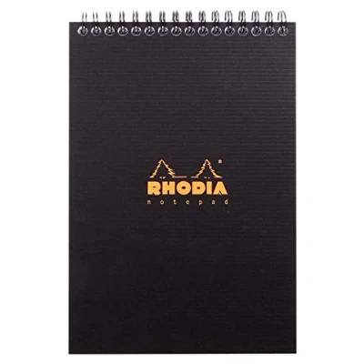 Bild av Rhodia 16920C Anteckningsblock (med spiralbindning, DIN A5, 14,8 x 21 cm, rutig, 90 g, perfekt för dina anteckningar, 80 ark) 1 st svart