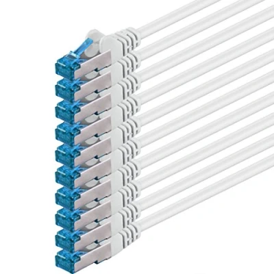 Bild av 1,5 m CAT6a nätverkskabel vit 10 stycken CAT 6 A patchkabel 000 Mbit s SFTP PIMF 500 MHz kompatibel med CAT5 CAT6 CAT7 DSL Internet switch router