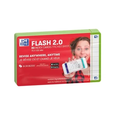 Bild av Oxford Flash 2.0 flashkort A7 75 x 125 mm linjerat grönt 80 stycken