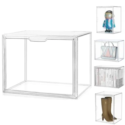 Bild av Siyecioa Akryllmonter monter transparent, vitrinskåp med dörr för actionfigurer leksaker, figurer, modellbilar, minifigurer, samlarfigurer (45 x 33 cm)
