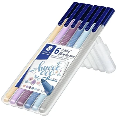 Bild av STAEDTLER Fasermaler triplus fibre tip pen, eindrucksichere Spitze, Linienbreite ca. 1,0mm, ergonomische Dreikantform, 6 &quot;hygge&quot; in Box, 323SB6CS12