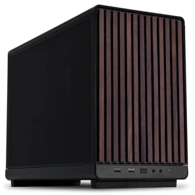 Bild av Lian Li A3 mATX WD 26.3L mikroformfaktor chassi inga fläktar ingår stöder 360 mm AIO modularitet design för M ATX, ITX moderkort DAN fodral samarbete trä frontpanel svart (A3X WD)