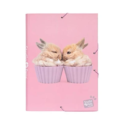 Bild av Grupo Erik Studio Pets Rabbits A4 File Folder 13.4 x 10 inches / 34 25.5 cm 3 Flap Document Organizer School Cute Stationery