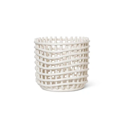 Bild av ferm LIVING Keramikkorg, rund, Ø 23,5 cm, vit, keramik
