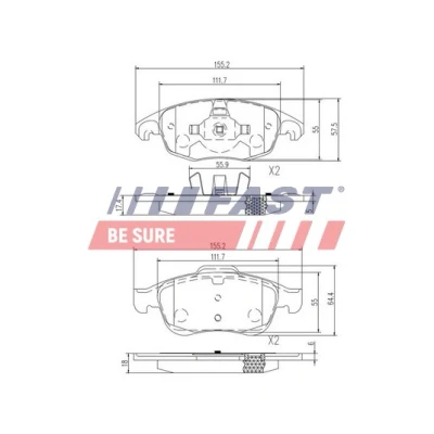 Bild av FAST FT29514 Jeu de plaquettes frein Essieu avant contact signal d&#039;usure exclu CITROËN: C4 II 5 portes, Picasso 1, I Grand