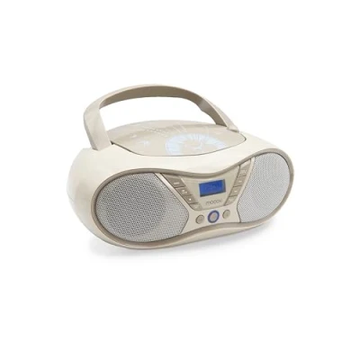 Bild av MOOOV Soft Grey, bärbar CD spelare, R/CD RW/MP3 uppspelning, FM radio, USB port, 6W stereoljud, ergonomiskt handtag, nätverk eller batterier 477403