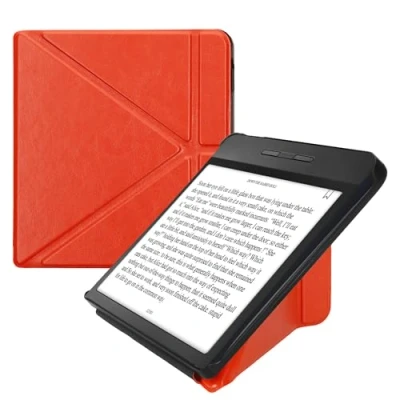 Bild av kwmobile e läsarfodral kompatibelt med Kobo Libra H2O fodral stativ Ereader i konstläder orange
