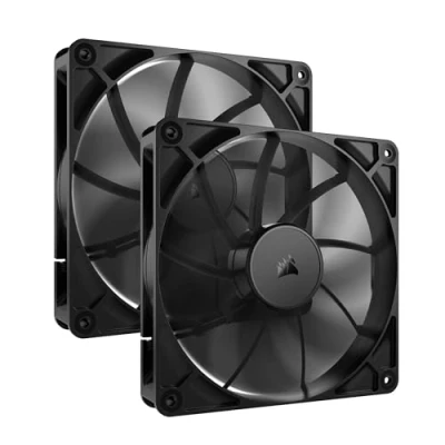 Bild av CORSAIR RS140 140 mm PWM Fläktar Daisy Chain Anslutning Lågbrusig Magnetiskt Kupollager Dubbelförpackning Svart