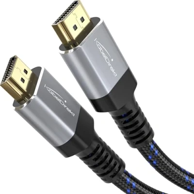 Bild av KabelDirekt HDMI kabel 8K/4K, okrossbar nylonjacka 1,5 m med A.I.S skärmning, designad i Tyskland (för alla enheter som PS5/Xbox/Switch 8K@60Hz, 4K@120Hz, High Speed Ethernet)