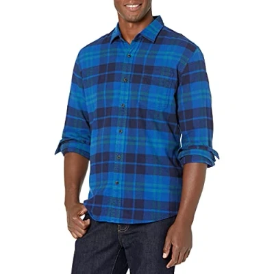 Bild av Amazon Essentials Men&#039;s Långärmad flanellskjorta (finns i Big &amp; Tall), Svart Blå Rutig, XS