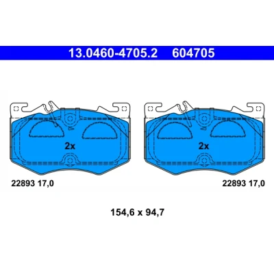Bild av ATE 13.0460 4705.2 Jeu de plaquettes frein préparé pour indicateur d&#039;usure, contact signal d&#039;usure exclu MERCEDES BENZ: Classe A, CLA Coupe, GLB