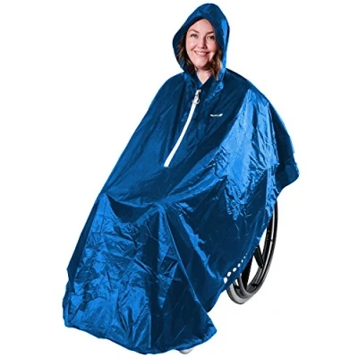 Bild av GOTITA Vattentät poncho för rullstolar universell regnrock lättanvänd regnkappa rullstolar. Italiensk designponcho (Kungsblå)