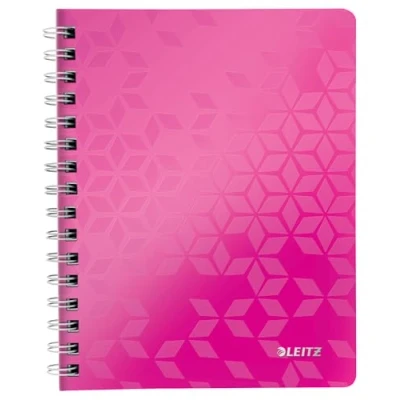 Bild av Leitz WOW Anteckningsblock med mjuk pärm, A5, 80 ark, rutad, spiralbundet, vitt papper, 90 g/m2, rosa, 46410023