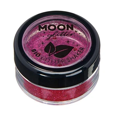 Bild av Biologiskt nedbrytbara Eco glitter Shakers från Moon 100% kosmetisk ekologisk för ansikte, kropp, naglar, hår och läppar 5 g mörkrosa