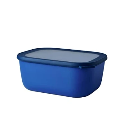 Bild av Mepal Multi Bowl Cirqula Rectangular Plastbehållare med lock Lämplig som lufttät behållare för kylskåp, mikrovågsugn, serveringsskål Köksskålar 3 000 ml Levande blå