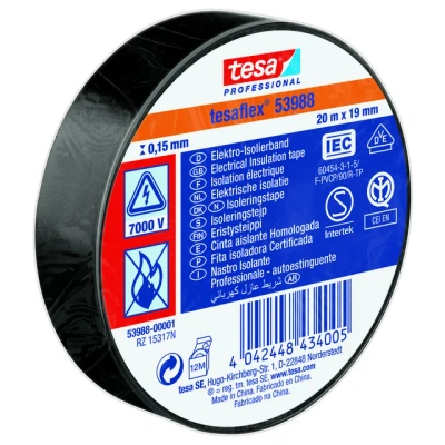 Bild av ISOLERINGSTEJP 53988 TESA SVART 19MM 20M Beijerbygg Byggmaterial