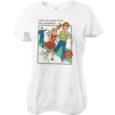 Bild av Steven Rhodes dam Let&#039;s Run Away from Our Problems Girly Tee, Vit, M