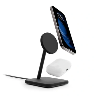 Bild av Twelve South HiRise 2 Deluxe i 1 Qi2 laddningshållare för iPhone och AirPods svart