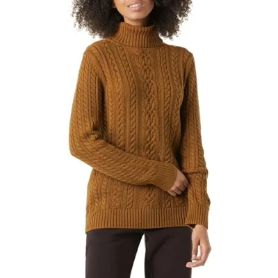 Bild av Amazon Essentials Women&#039;s Fisherman Cable tröja med polokrage (finns i plusstorlek), Mörk kastanjebrun ljung, 5X