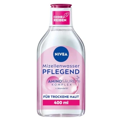 Bild av NIVEA Vårdande micellvatten, ansiktsvatten för torr hud med mandelolja och aminosyror komplex, fuktgivande miceller rengöringsvatten, mild ansiktsrengöring (400 ml)