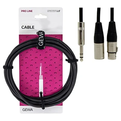 Bild av GEWA Insatskabel Pro Line 1,5 m, svart, REAN kontakt, 1x 6,3 mm stereojack XLR (m) &amp; (f), 190730