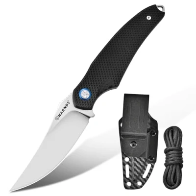 Bild av Harnds Haj Utomhus Fast Bladkniv med Kydex Stålblad D2 Perfekt Campingkniv Premium Survival Knife Bushcraft (Svart Satin)
