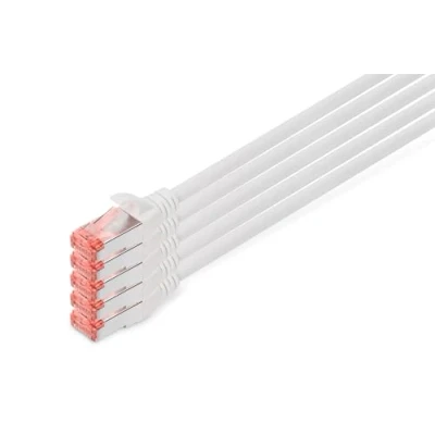 Bild av DIGITUS LAN Kabel Cat 6 10m 5 stycken RJ45 nätverkskabel S/FTP skärmad kompatibel med 6A och 7 Vit