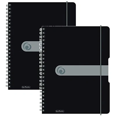 Bild av Herlitz 11293073 spiralblock A4 to go, träfritt papper, 80 ark, svart, 2 stycken