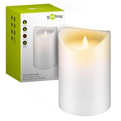 Bild av Goobay 66521 LED ljus med timerfunktion/varmt blockljus/LED äkta vaxljus flimrande låga/elektriska ljus/adventsljus 15 cm högt/vit
