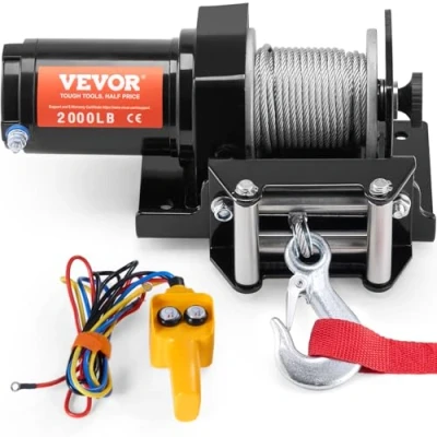 Bild av VEVOR Elektrisk vinsch, 907 kg lina dragkapacitet, 12 V DC ATV/UTV vinsch med Φ5/32 tum x 42 fot 7 strängar stålkabel rulle Fairlead trådbunden fjärrkontroll, IP55 vattentät för bogsering UTV ATV