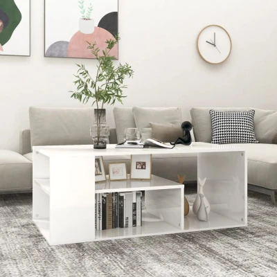 Bild av Soffbord vit högglans 100x50x40 cm konstruerat trä