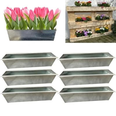 Bild av Hossi&#039;s Wholesale Blomlåda, sats om 6, blomlådor, lämpliga för Europapallar, planteringslåda, pallblomlåda, 38 x 12 9 cm