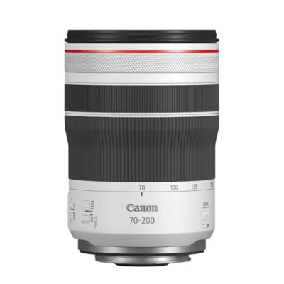 Bild av Canon RF 70200 mm F4L is USM objektiv konstant bländöppning på 1:4, kompakt och lätt design, väderbeständig, kompatibel med alla kameror i EOS R serien