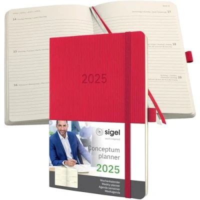 Bild av SIGEL C2534 Wochenkalender Conceptum 2025 , ca. A5, rot