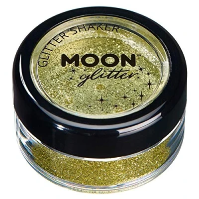 Bild av Fin glitterspridare från Moon glitter 100 % kosmetiskt för ansikte, kropp, naglar, hår och läppar 5 g guld