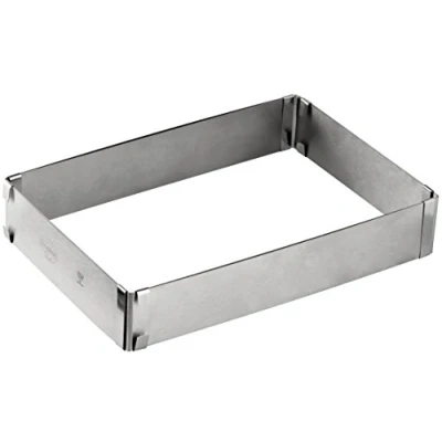 Bild av Dr. Oetker 1920 bakram fyrkantig, justerbar bakform för individuella bakupplevelser, flexibel tårtram, form av högkvalitativt rostfritt stål, (färg: silver), kvantitet: 1 styck