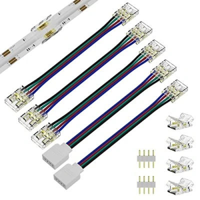 Bild av PAUTIX RGB COB LED remsor, hörnanslutning, 4 stifts stripskontakt, 90 graders snabbkontakt för 4pin 10 mm remsor (ingen lödning krävs)