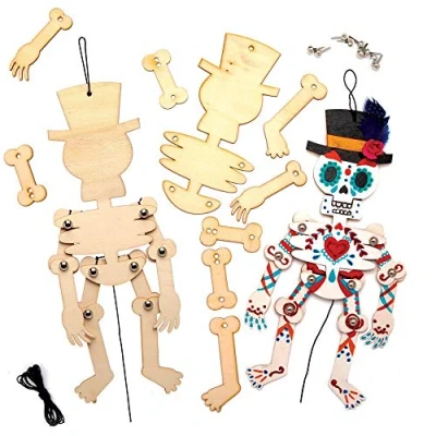 Bild av &quot;Baker Ross träfigurer pysselset &quot;De dödas Dag&quot; dockset (4 stycken)&quot;