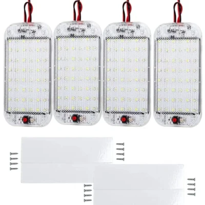 Bild av Intckwan 4 st., 12 V85 V, bil, innerbelysning LED, 48 lysdioder, bil med på/av brytare, interiör belysning för husbil, lastbil, skåpbil, båt, husvagn