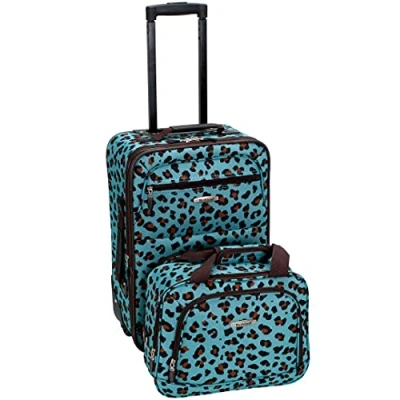 Bild av Rockland Fashion Softside upprätt bagageset, Blå leopard, 2 Piece Set (14/19), Bagageset