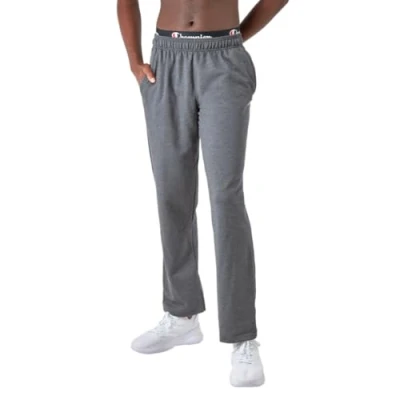 Bild av Champion Powerblend öppen botten fleece byxor träningsbyxor för män, Granite Heather C lapplogotyp, XL