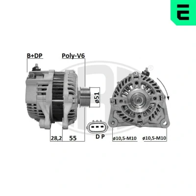 Bild av ERA 209647A Generator 12V 100A MAZDA: CX 5 I, 3 Hatchback