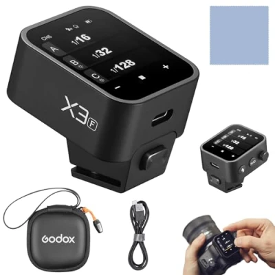 Bild av GODOX X3 F 2,4 G trådlös flashutlösare blixt TTL autoblixt med stor OLED skärm, flera blixtlägen 32 kanaler, 16 grupper förvaringsväska kompatibel Fujifilmkameror
