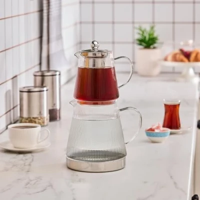 Bild av Karaca Keops borosilikatglas tekanna, 2 500 ml, glas, dryckeskärl, temperaturbeständig, tebryggare glaskanna, lämplig för tevärmare