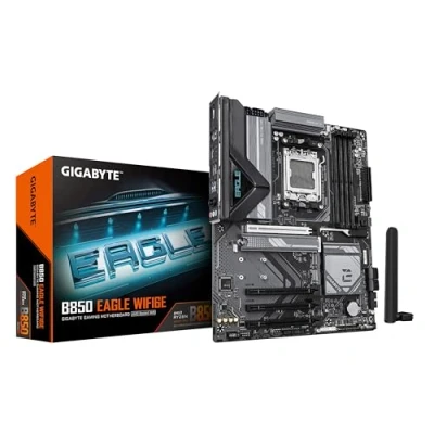 Bild av GIGABYTE B850 EAGLE WIFI6E moderkort AMD Ryzen 9000 serien CPU:er, 8+2+2 faser digital VRM, upp till 8200MHz DDR5 (OC), 1xPCIe 5.0 + 2xPCIe 4.0 M.2, GbE LAN, WIFI 6E, USB 3.2 Gen 2