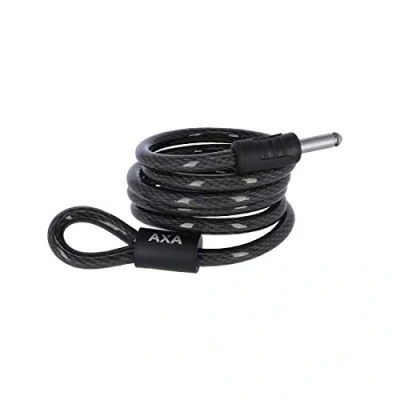 Bild av AXA RLD Plug in kabel, längd 180 cm. Kabeldiameter 12 mm. Snäppstift 10 mm tjock, svart