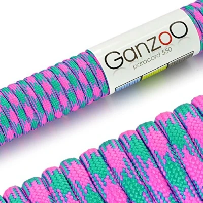 Bild av Ganzoo Paracord 550 rep, nylonpolyester, 4 mm, typ 3, 30 meter, 7 kärntrådar, utomhussnöre, universellt hundhalsband, hundkoppel, armband, camping, överlevnad magenta turkos