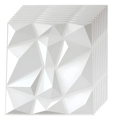 Bild av LeapBeast 3D väggpaneler, paneler, polyamidmaterial 30 x cm matt vit, hållbar, icke deformerbar, vattentät, värmebeständig, luktfri PVC väggplattor, TV bakgrund, spelrum